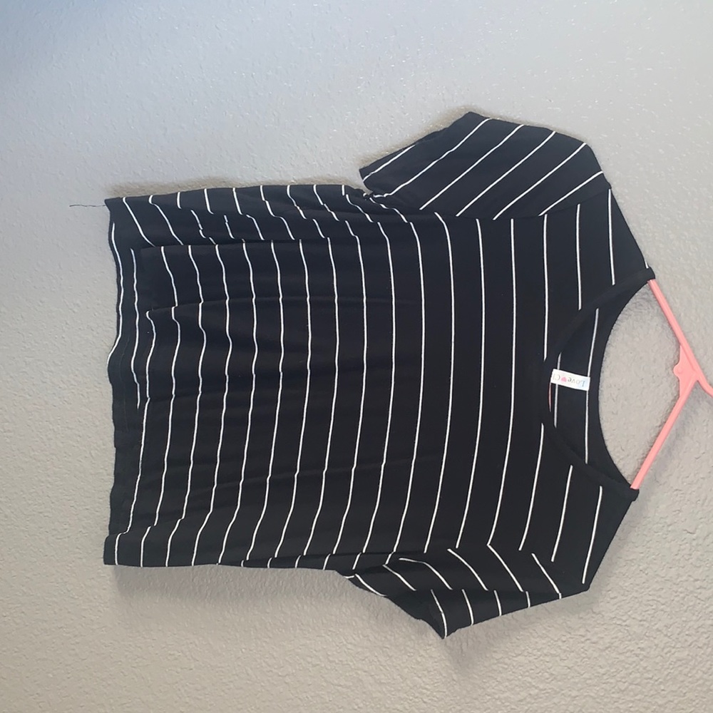 Black with white pinstripe T-shirt
